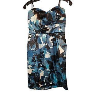 Black & Turquois Satin Short Dress